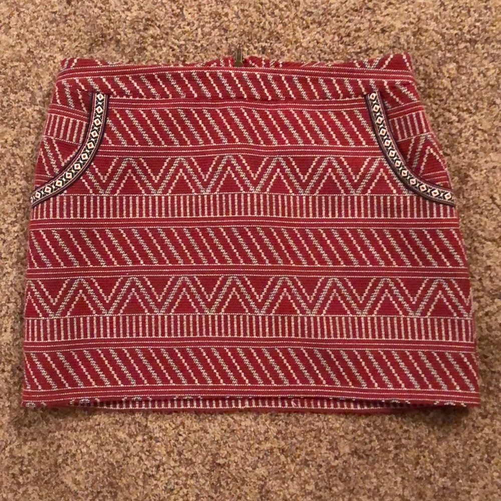 Red and White Patterned Skirt